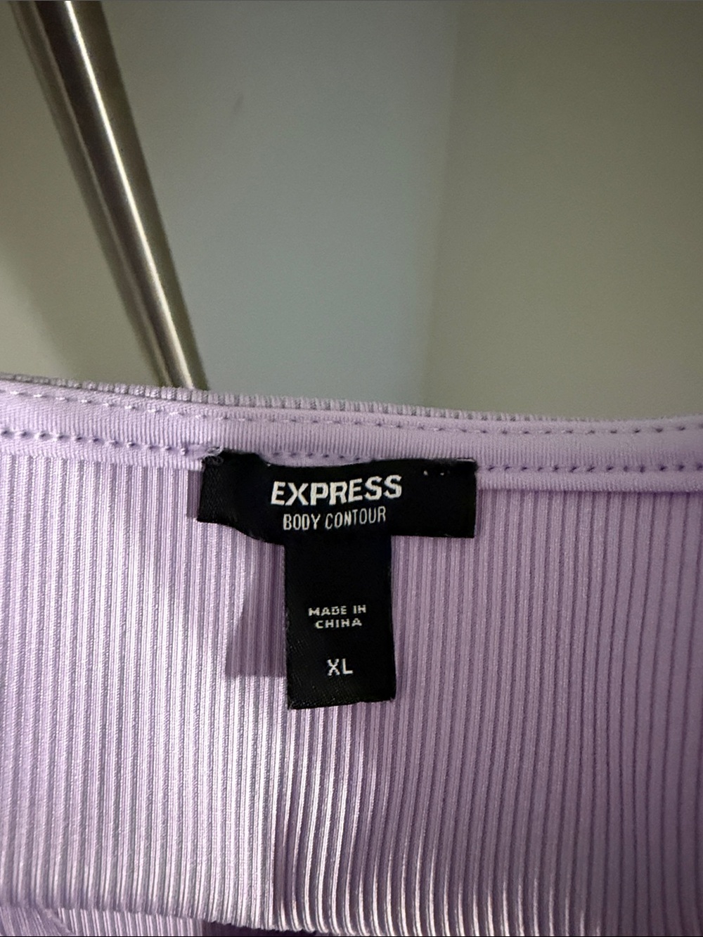 Express Lilac Ribbed V-Notch Bodysuit - Picture 2 of 3